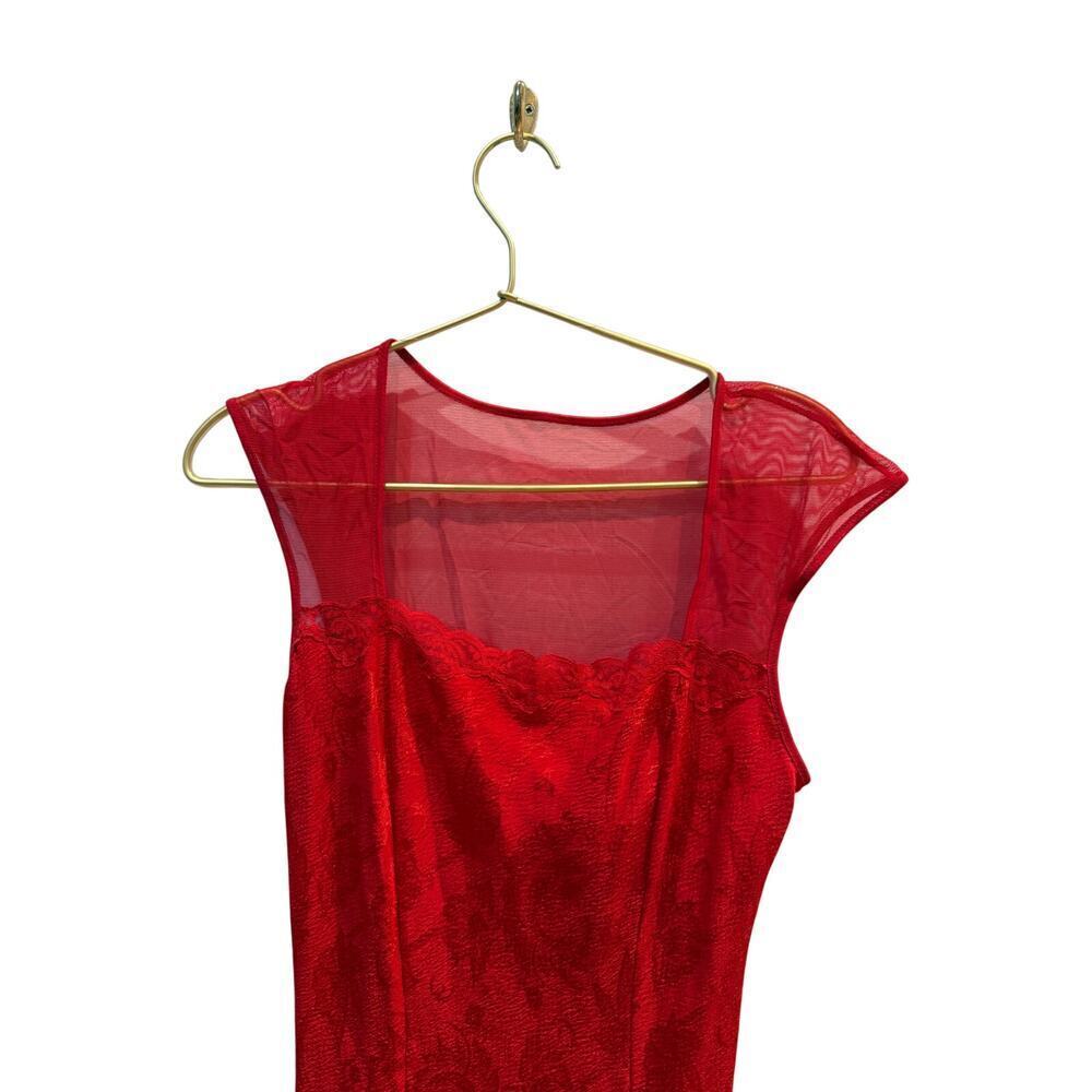 Vintage Red Victorias Secret Lace Long Dress Slip - Picture 5 of 7